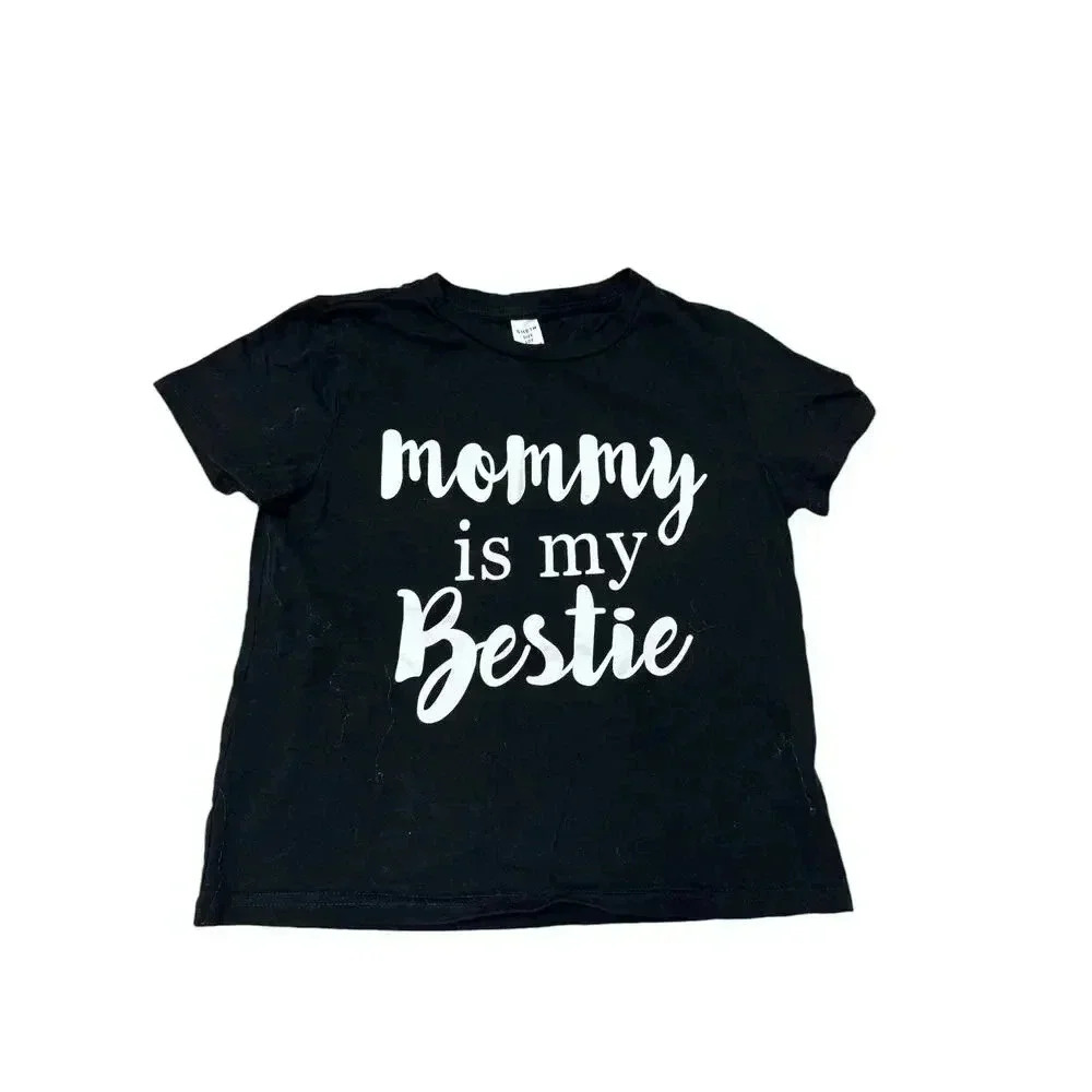 SHEIN Kids T-Shirt Size 10 Black "Mommy is My Bestie" Graphic Print